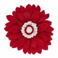 Vecindario 13 in. Felt Flower Round Throw Pillow with Poly Filling, Red VE3203065